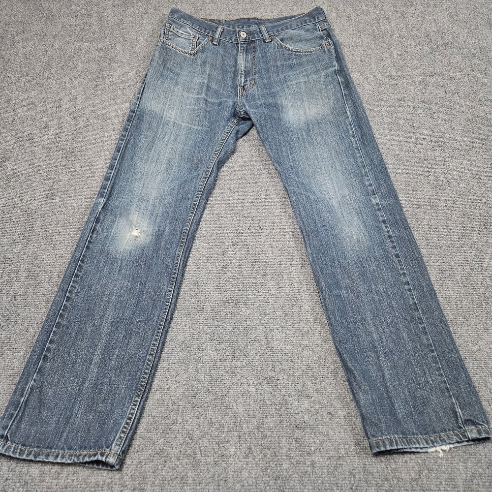 Levis 505 Regular Fit Jeans Mens 32x32 Blue Denim Straight Leg Casual Workwear